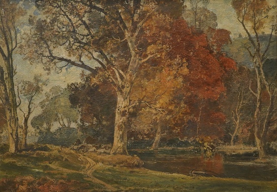 Oliver Hall RA, RE (1869-1957), ‘Autumn colour Cowdray Park’, signed, oil on canvas, 54 x 74cm